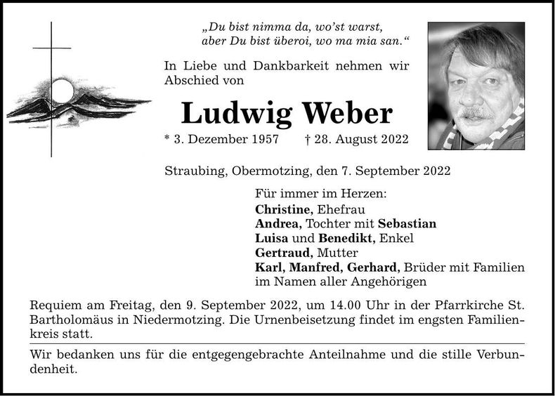 Traueranzeige Ludwig Weber