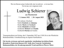 Traueranzeige Ludwig Schierer