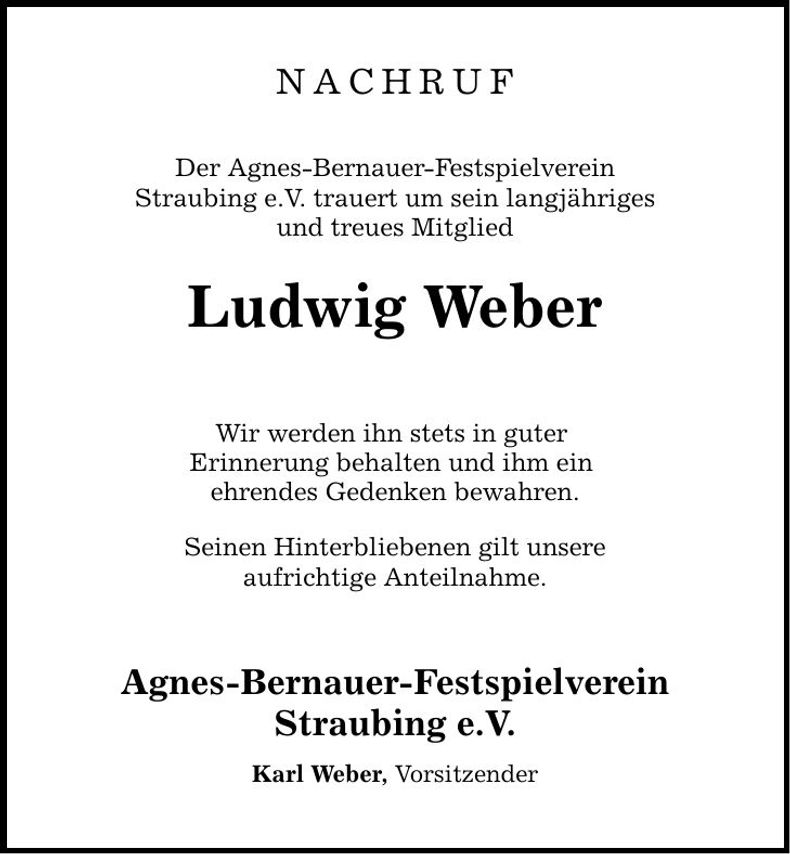 Traueranzeige Ludwig Weber