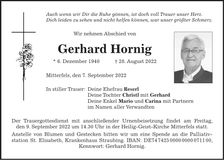 Traueranzeige Gerhard Hornig