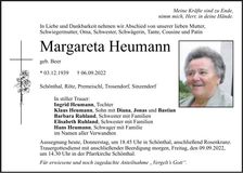 Traueranzeige Margareta Heumann