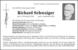 Traueranzeige Richard Schwaiger