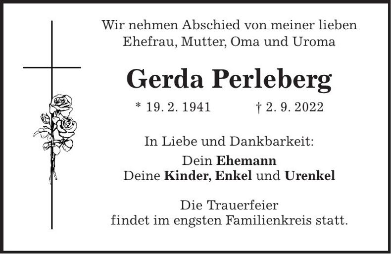 Traueranzeige Gerda Perleberg