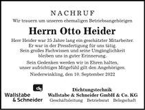 Traueranzeige Otto Heider
