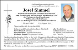 Traueranzeige Josef Simmel