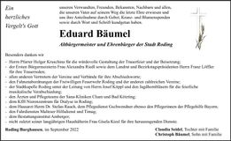 Traueranzeige Eduard Bäumel