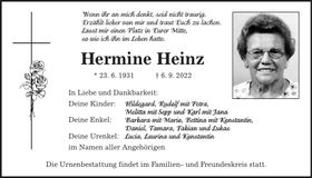 Traueranzeige Hermine Heinz