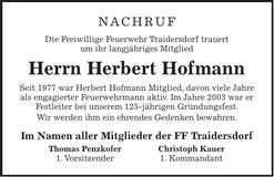 Traueranzeige Herbert Hofmann