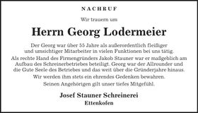 Traueranzeige Georg Lodermeier
