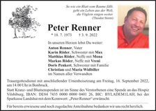 Traueranzeige Peter Renner