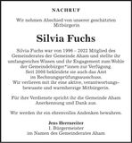 Traueranzeige Silvia Fuchs