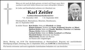 Traueranzeige Karl Zeitler