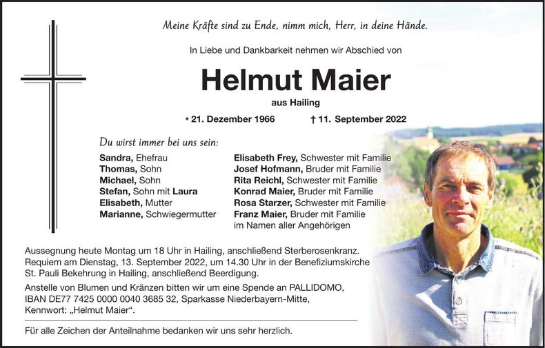 Traueranzeige Helmut Maier