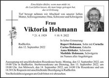 Traueranzeige Viktoria Hohmann