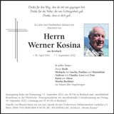 Traueranzeige Werner Kosina