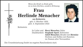 Traueranzeige Herlinde Menacher