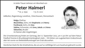 Traueranzeige Peter Haimerl