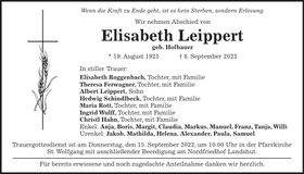 Traueranzeige Elisabeth Leippert