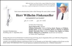 Traueranzeige Wilhelm Finkenzeller