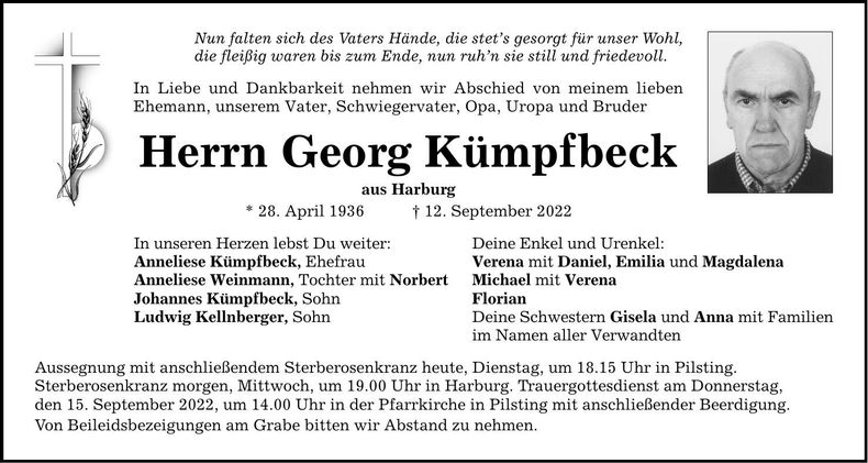 Traueranzeige Georg Kümpfbeck
