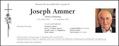 Traueranzeige Joseph Ammer