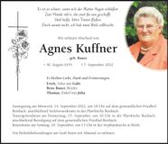Traueranzeige Agnes Kuffner