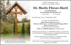 Traueranzeige Marlis Dr. Flieser-Hartl