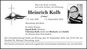 Traueranzeige Heinrich Kolb