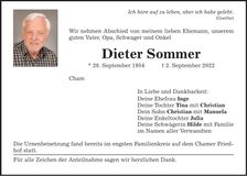 Traueranzeige Dieter Sommer