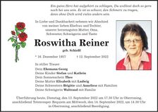 Traueranzeige Roswitha Reiner