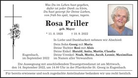 Traueranzeige Rosa Priller