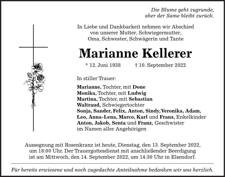 Traueranzeige Marianne Brandl