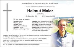 Traueranzeige Helmut Maier