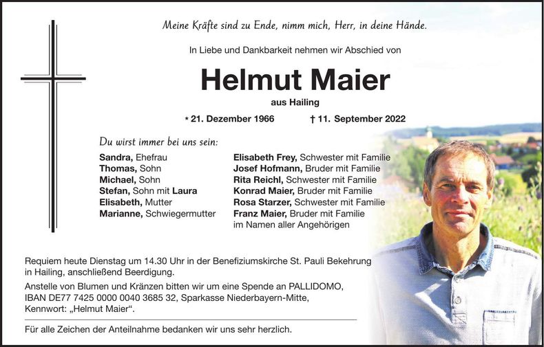 Traueranzeige Helmut Maier