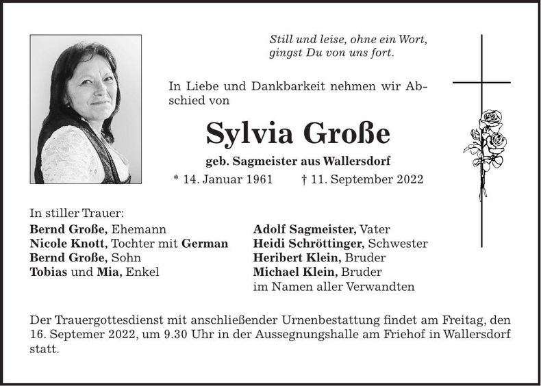 Traueranzeige Sylvia Große