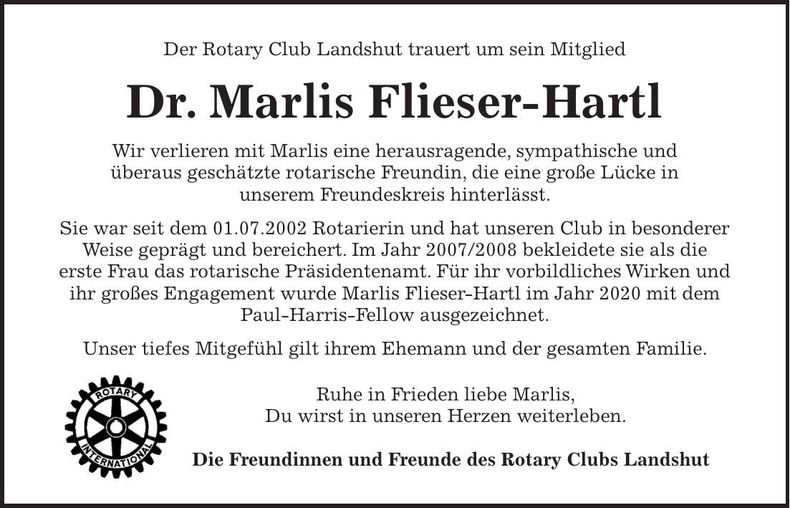 Traueranzeige Marlis Flieser-Hartl