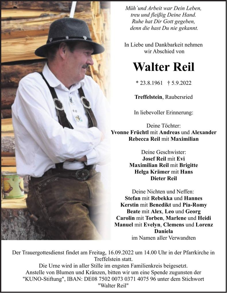 Traueranzeige Walter Reil