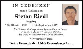Traueranzeige Stefan Riedl