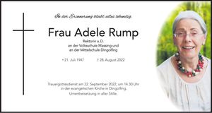 Traueranzeige Adele Rump