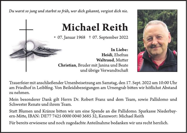 Traueranzeige Michael Reith