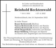 Traueranzeige Reinhold Recktenwald