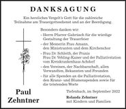 Traueranzeige Paul Zahntner