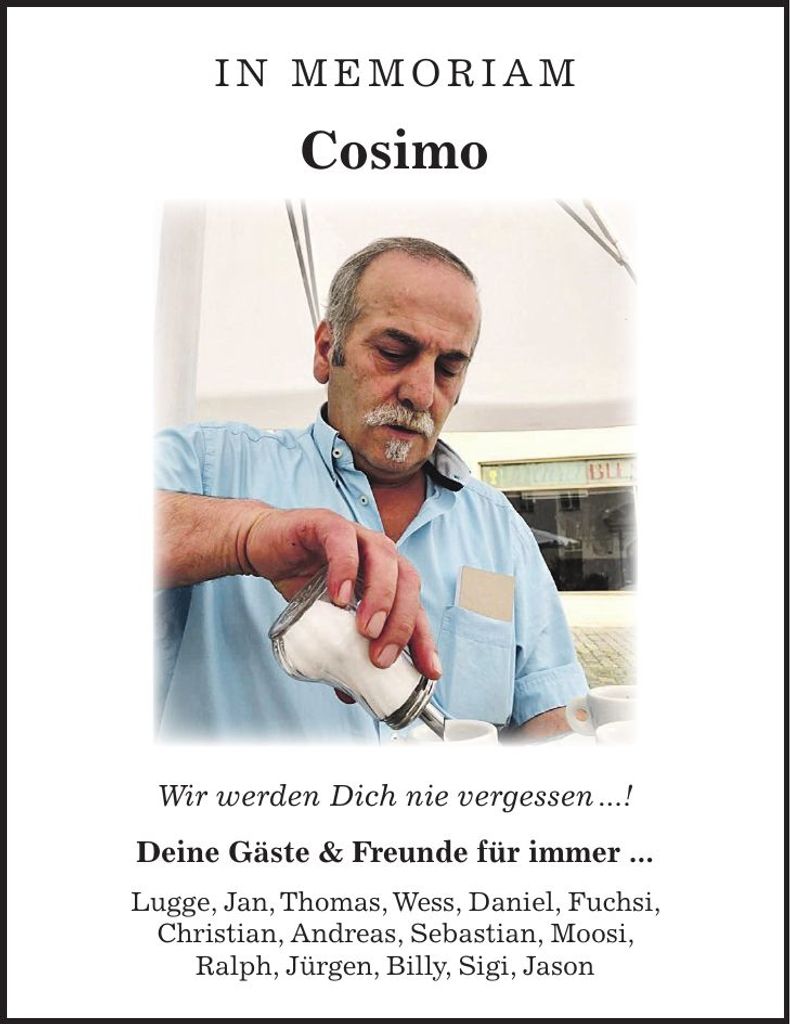 Traueranzeige  Cosimo