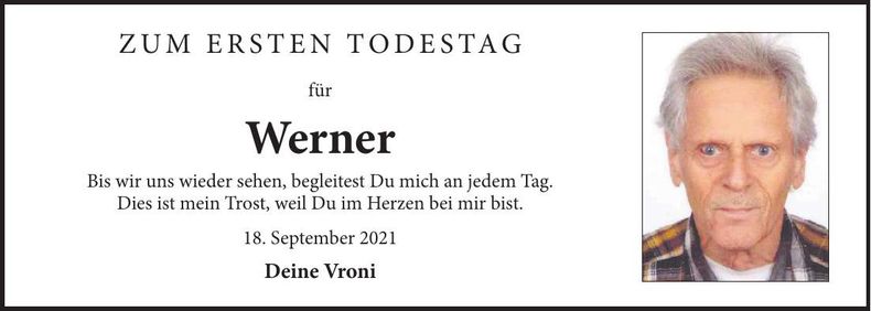 Traueranzeige Werner Glaser