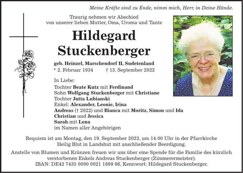 Traueranzeige Hildegard Stuckenberger
