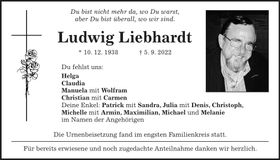 Traueranzeige Ludwig Liebhardt
