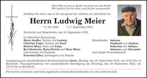 Traueranzeige Ludwig Meier