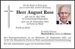 Traueranzeige August Rose