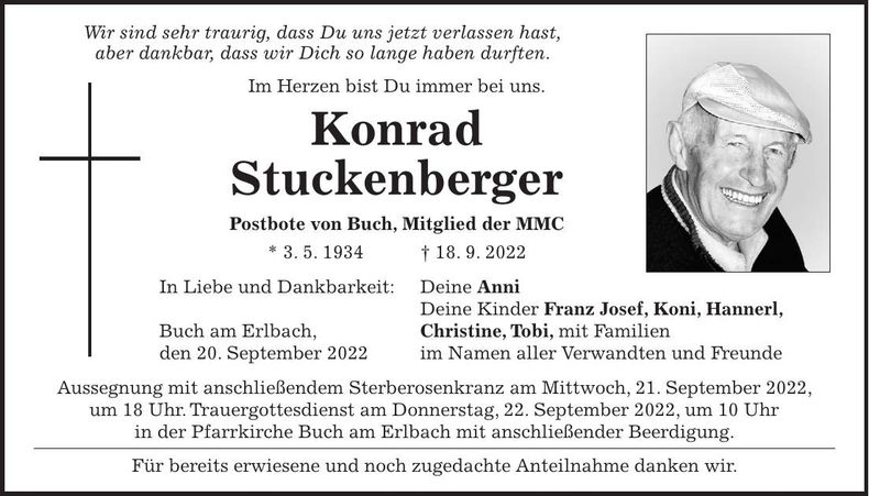 Traueranzeige Konrad Stuckenberger