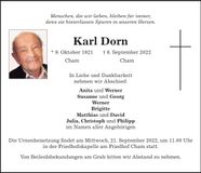 Traueranzeige Karl Dorn
